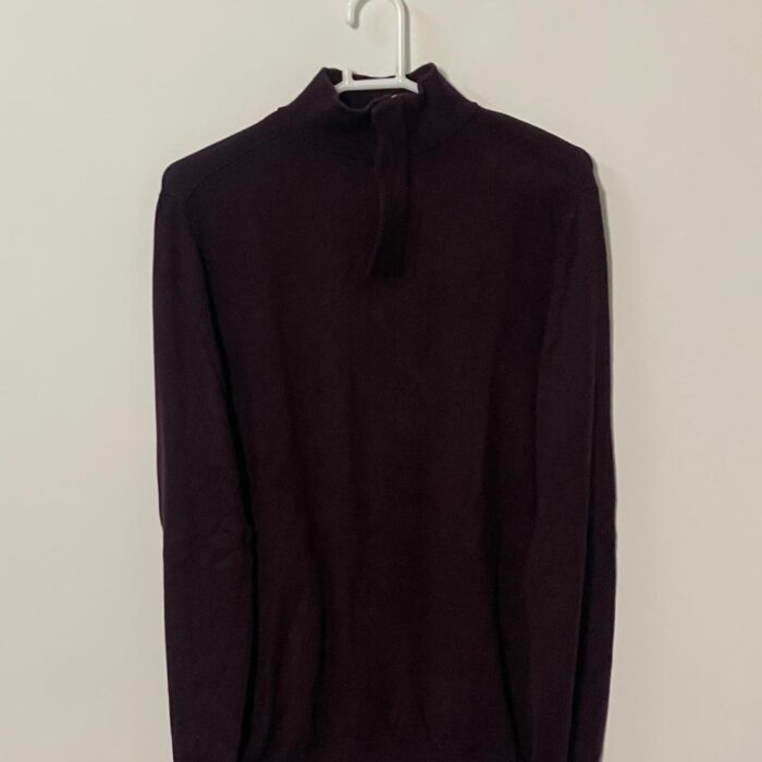 PERRY ELLIS MAHROON PLAIN HIGH NECK ZIPPER